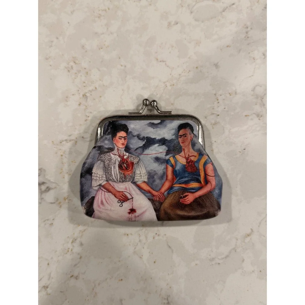 Frida Kahlo The Two Fridas Art Print Kiss‎ Lock Coin Purse Small Change Pouch